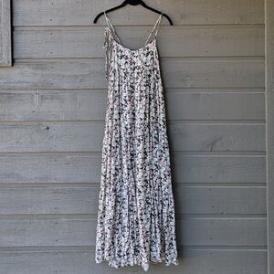 Natural Life Boho Tiered Maxi Sundress Ditsy Floral XS Mint Green Pink Black